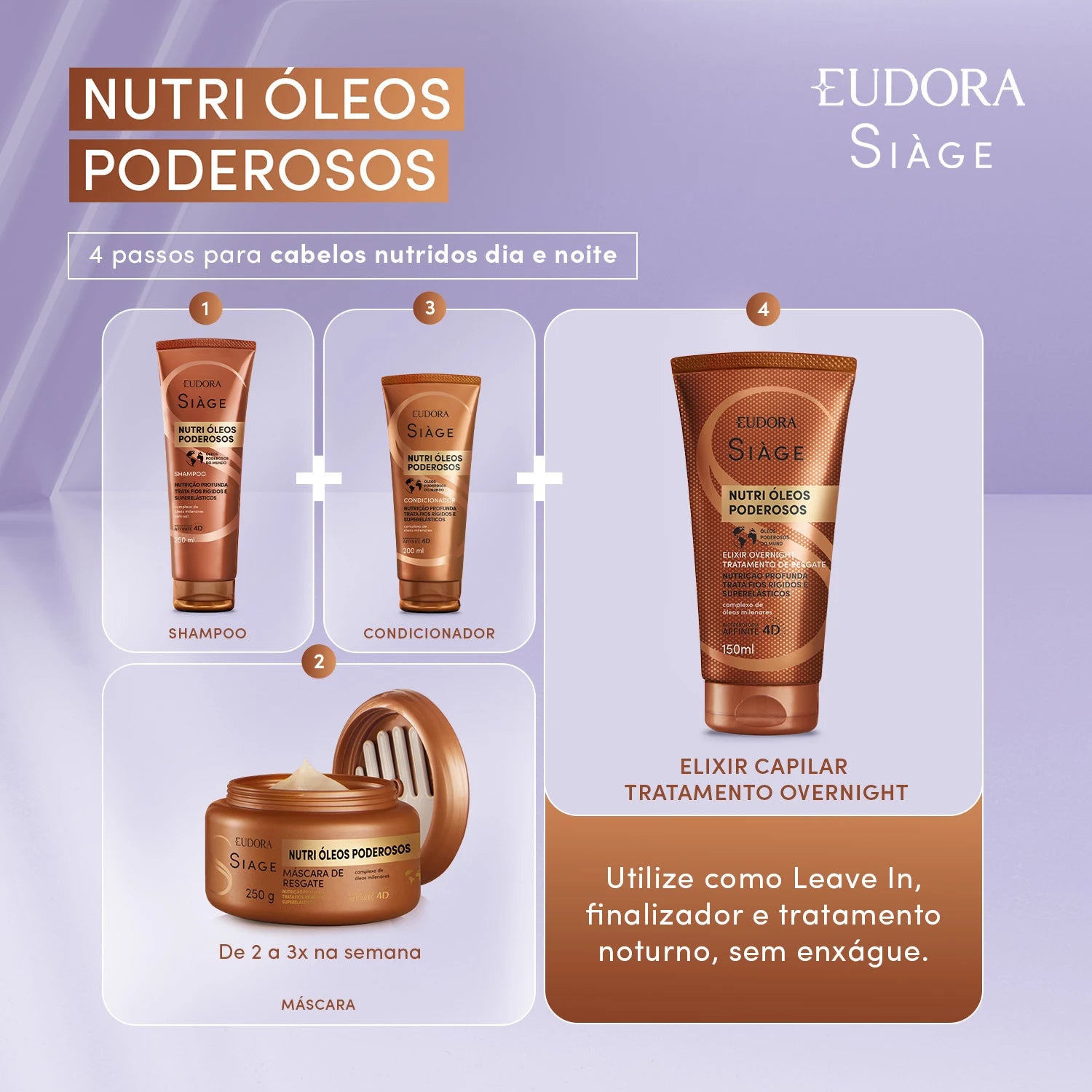 Elixir Capilar Tratamento Overnight Siàge Nutri Óleos Poderosos 150ml