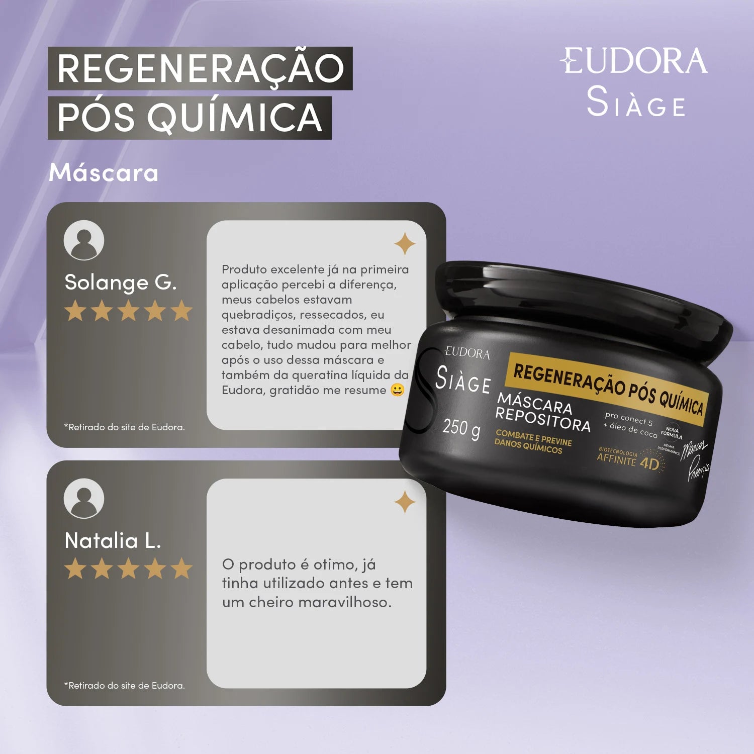 Máscara Repositora Siàge Expert Regeneração Pós Química 250g